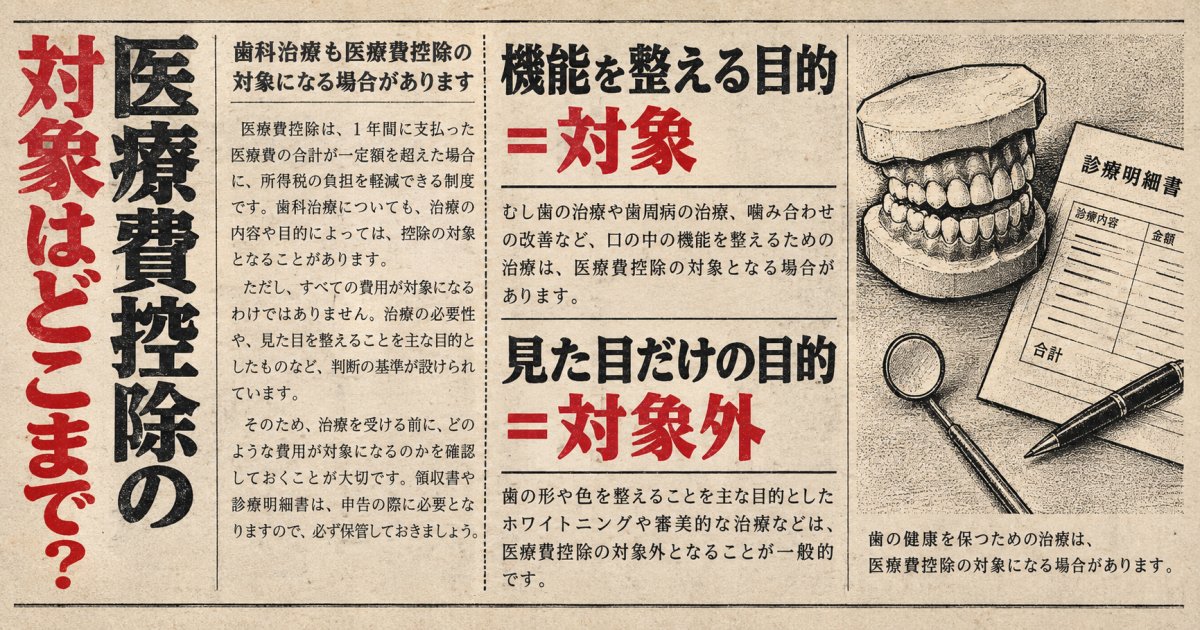 子どもの矯正治療とインプラント治療、医療費控除の対象になる条件とは