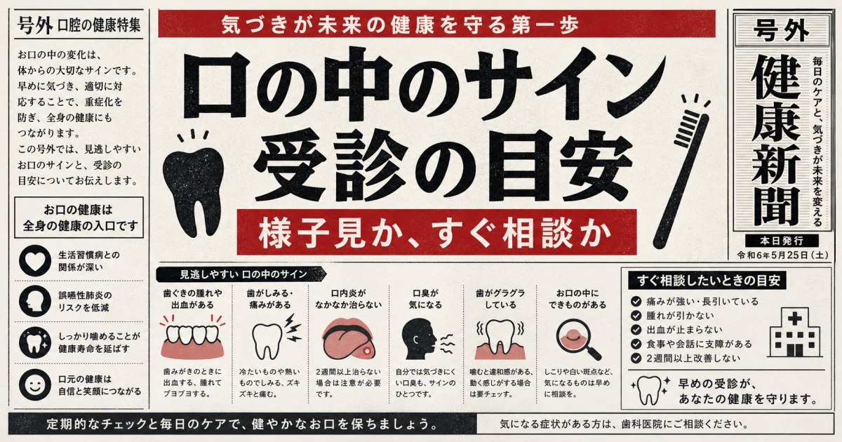 様子見はNG？口の中のサインでわかる歯科受診のタイミング